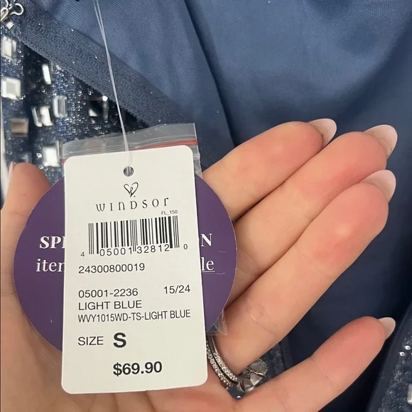 NWT Windsor Blue and Silver Mini Dress - Picture 4 of 5